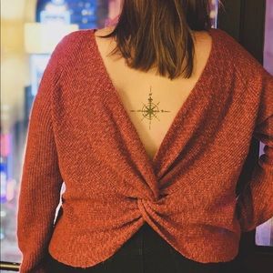 Aerie burnt orange open twist back cardigan